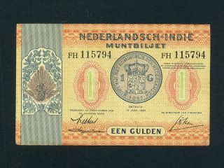 Netherlands Indies:p - 108,  1 Gulden,  1940 Coin Vf - Ef