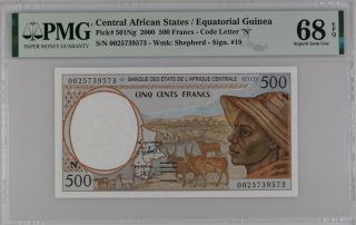 Central African States Cas Guinea 500 Fr P 501 Ng Gem Unc Pmg 68 Nr