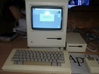 Macintosh 128k Computer,  Software And External 400k Disk Drive Cleaned