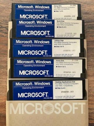 Very Rare Microsoft Windows 1.  03 on 5.  25 