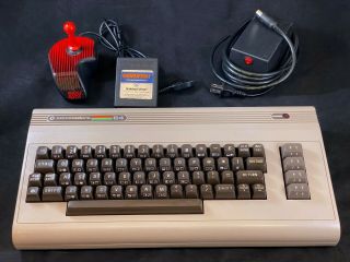 Commodore 64 Computer - Cleaned & W/ Power Supply,  Joystick,  More