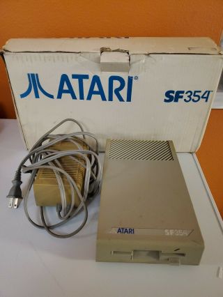 Rare Vintage Atari Sf354 Floppy Drive With Box & Power Supply Atari St