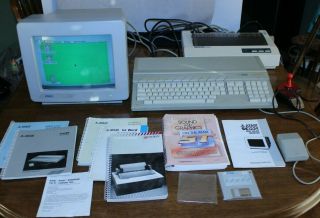 Atari 1040st Computer W/monitor,  Printer,  And All Software/documents