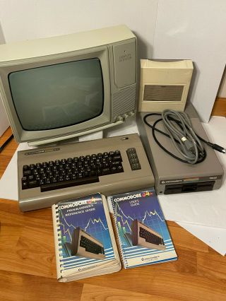 Commodore 64 Computer System - Computer,  Monitor,  And Floppy Drive -