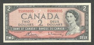 1954 Radar $2.  00 5908095 Rare 4 - Digit Key Bank Of Canada Qeii Two Dollars
