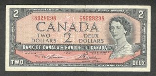 1954 Radar $2.  00 8928298 Rare 3 - Digit Key Bank Of Canada Qeii Two Dollars