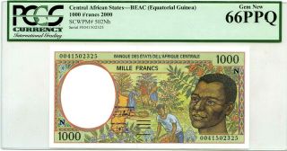 Central Equatorial Guinea 1000 Francs 2000 Pick 502 Nf Lucky Money Value $144