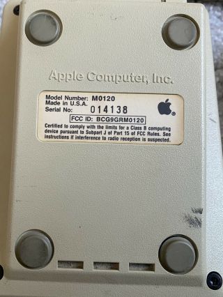 1984 Apple Macintosh Cord KEYBOARD Model M0110 M0120 Mac 128K 512K 3