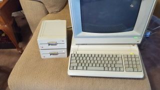 Apple Iie Computer W/ Colormonitor Iie Monitor & Two5.  25 Disk Drives