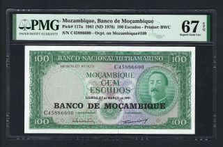 Mozambique - Provisional 100 Escudos 27 - 3 - 1961 (1976) P117a Uncirculated Grade 67