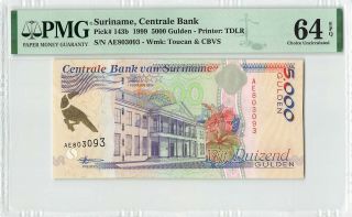 Suriname 5000 Gulden 1999 Surinam Pick 143b Pmg Choice Uncirculated 64 Epq