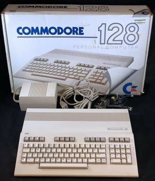 Commodore 128 Computer - Cleaned & All Modes - W/ Power Supply Box Cables
