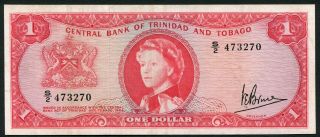Trinidad & Tobago 1$ 1964 Young Qeii P26c Signature 3 Axf