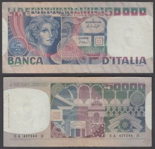 (b29) Italy 50000 Lire 1977 (f - Vf) Banknote P - 107a