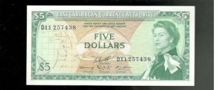 East Caribbean States,  1965,  Qe11,  $5 Dollars,  P - 14h,  Crisp Unc