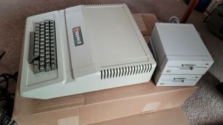 Apple 2 Plus Ii Plus Computer And Two 5.  25 " Floppy Disk Drive -