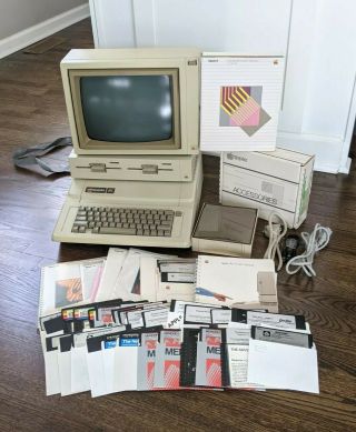 Apple Iie Computer Dou Disk Drive,  Upgraded,  Programs Games Manuals Cables Etc