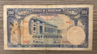 1946 (nd) French Indo - China 100 Piastres Note P - 79
