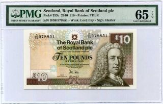 Scotland 10 Pound 2010 P 353 Gem Unc Pmg 65 Epq