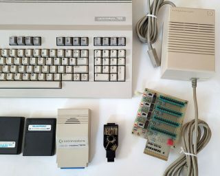 Commodore 128 Computer With Power supply,  games,  cards un - 4