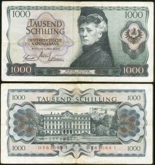 Austria: 1000 Schilling 1966 (p147) - F - Vf