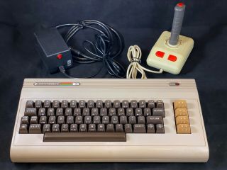Commodore 64 Computer - Cleaned & W/ Psu Power Supply,  Joystick