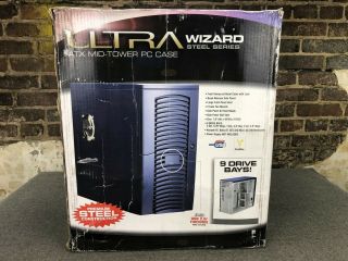 Ultra Uv Wizard Blue Atx Mid - Tower Computer Case Uv Reactive Clear Ms Blue