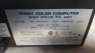 Tandy Color Computer Disk Drive FD 501 with Controller 2