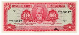 Banco Central De Nicaragua 1968 10 Cordobas P - 117a Gem Unc