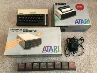 Atari 800xl Bundle W/ 1050 Floppy Drive 1020 Color Printer & Games -