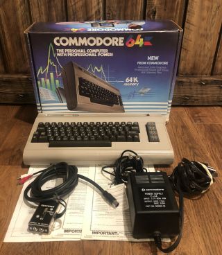 Commodore 64 Personal Computer With Manuals,  Hookup Cords - - Read