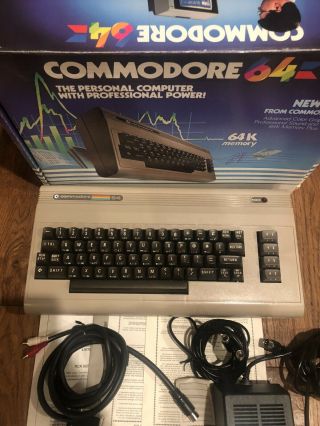 Commodore 64 Personal Computer With Manuals,  Hookup Cords - - Read 2