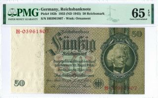 Germany 50 Reichsmark P182b 1933 Pmg 65 Epq S/n H03961807