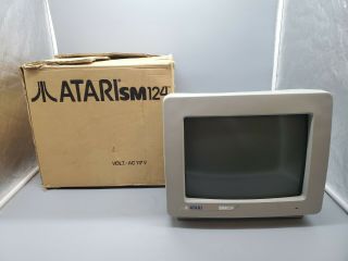 Atari Sm124 Computer Monitor Monochrome With Box St 1985