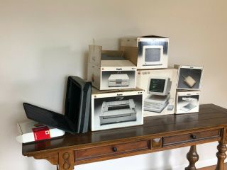 apple IIc - computer,  monitor,  printer,  mouse,  disc drive - all in boxes 3