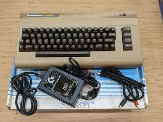 Commodore 64 Computer Cleaned,  And 10,  Hours W/ Sid,  Box,  Cables