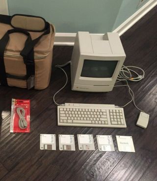 Apple Classic Computer Mouse Disks Transport Bag Cables,