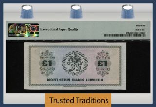 TT PK 187a 1970 IRELAND NORTHERN NORTHERN BANK 1 POUND PMG 65 EPQ GEM UNC 2