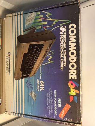 Commodore 64k Personal Keyboard Computer w/Box & Power Supply 3