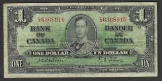 Canada 1937 1 Dollar Bill,  Osborne - Towers