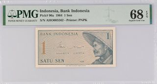 Indonesia 1 Sen 1964 P 90 A Gem Unc Pmg 68 Epq Top Pop Nr