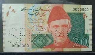 Pakistan 20 Rupees Specimen Note Signed By Shamshad Akhtar Scarce L@@k