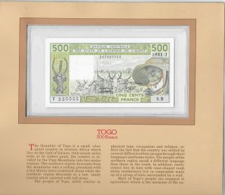 Rare Signature 15 1981 West African States Togo 500 Francs Unc P 806tc S.  9