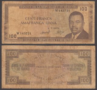 Burundi 100 Francs 1973 (f) Banknote P - 23b