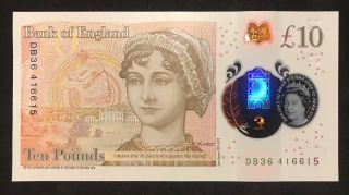 10 British Pound Banknote,  Bank of England,  UNC,  2016 Series 2