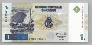 Congo 1 Franc 1997 Unc P85 Unc