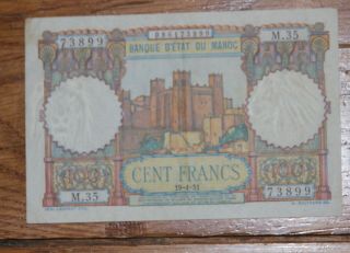 Morocco 100 Francs 1951 P 45