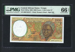 Congo - Central African States 2000 Francs 2000 P103cg Uncirculated Grade 66