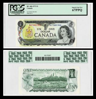 1973 $1 Dollar Banknote Bank Of Canada Bc - 46b Pcgs Gem Unc 67ppq