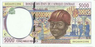 Central African States Congo 5000 5,  000 Francs 2000 P 104.  Unc.  3rw 29 Set